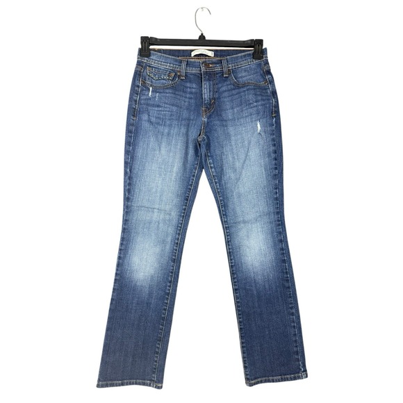 Levis 505 Jeans Womens 4 S/C Blue Denim Straight Leg Mid Rise Medium Wash - Picture 1 of 5